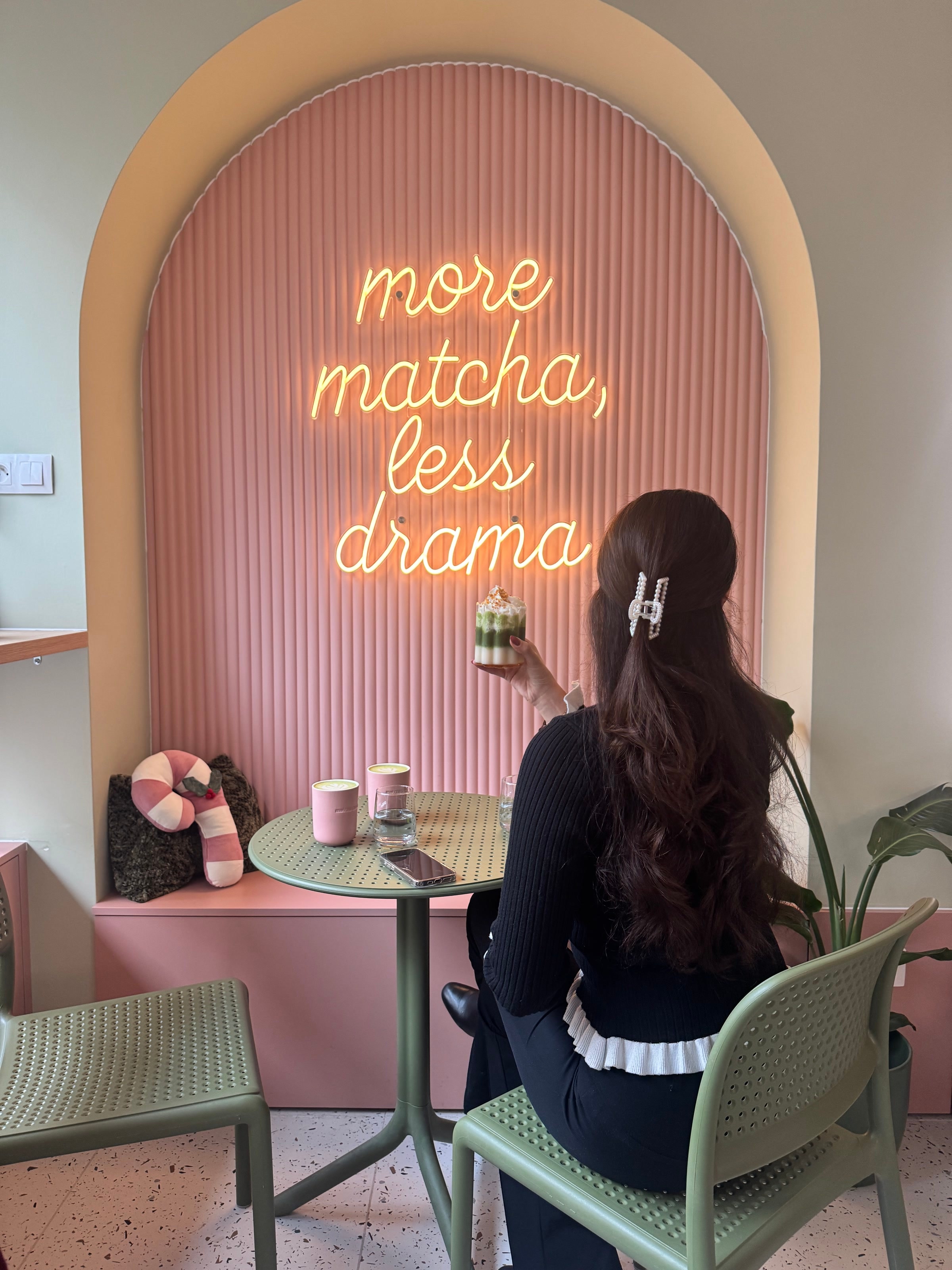 Matcha cafe detail used in the portfolio collage.